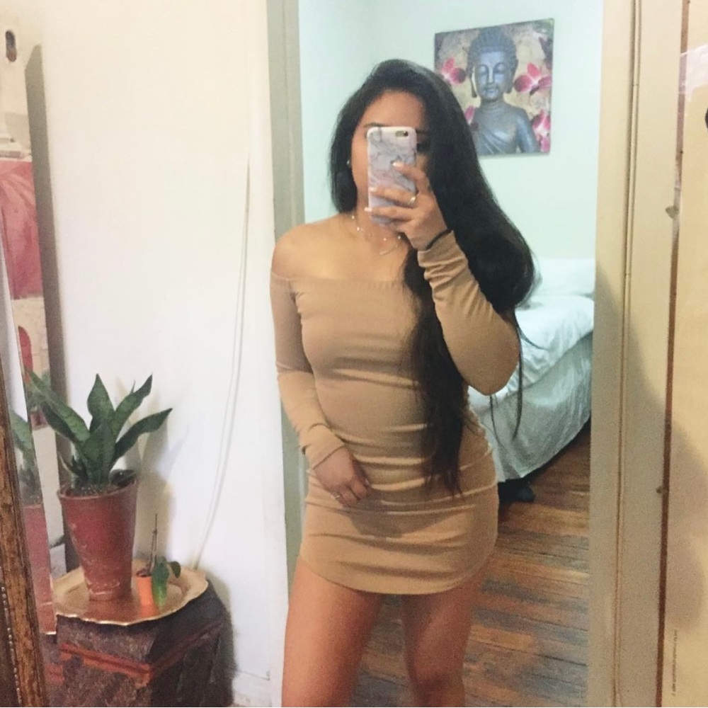 Missguided beige bodycon dress